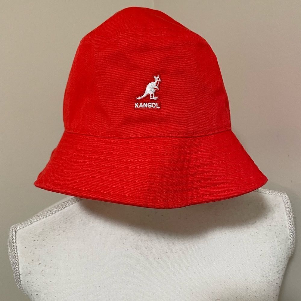 New Kangol red unisex Washed Bucket Hat size M